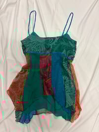 Image 2 of 00s rare Monsoon silk fairy cami with embroidery and gold detailing and sequin straps 