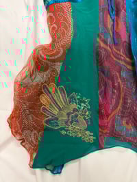 Image 3 of 00s rare Monsoon silk fairy cami with embroidery and gold detailing and sequin straps 