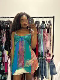 Image 7 of 00s rare Monsoon silk fairy cami with embroidery and gold detailing and sequin straps 