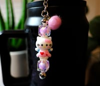Image 1 of Handmade Hello Kitty Inspired Straw Charm, tumbler, Stanley, gift, decorate, pink, beads, decorate