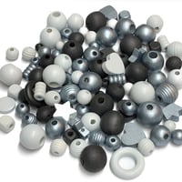 Image 3 of 100PC. RELIC MIX hand dyed/painted wooden bead lots mixed size, shape and colors 