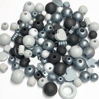 Image 4 of 100PC. RELIC MIX hand dyed/painted wooden bead lots mixed size, shape and colors 