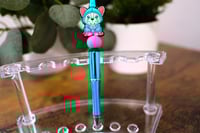 Image 1 of Handmade Colorful Handmade Beaded Pen, Frenchie, bulldog turquoise, writing, journaling, gift