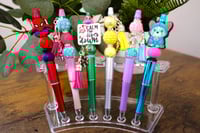 Image 2 of Fun and Colorful Handmade Spiderman Beaded Pen, writing, journaling, red, blue, gift, school