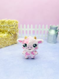 Image 3 of Pink Chibi Cow Cute Bag Charm Plushie