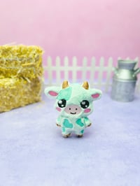 Image 3 of Mint Chibi Cow Cute Bag Charm Plushie