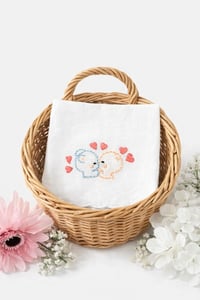 Image 1 of Embroidered Couple Handkerchief Duo – Soft Cotton (11" x 11") Keepsake Pocket Squares