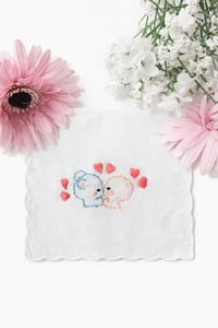 Image 2 of Embroidered Couple Handkerchief Duo – Soft Cotton (11" x 11") Keepsake Pocket Squares