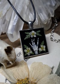 Image 4 of Bunny Foot and Floral Pendant - Square Daisy