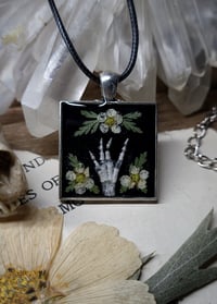 Image 2 of Bunny Foot and Floral Pendant - Square Daisy