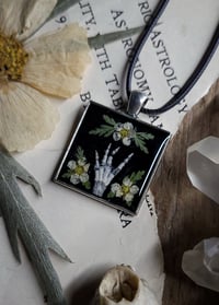 Image 3 of Bunny Foot and Floral Pendant - Square Daisy