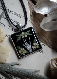 Image 1 of Bunny Foot and Floral Pendant - Square Daisy