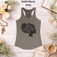 Image 5 of "She Believed She Could So She Did" Linocut Racerback Tank — Women's Motivational Tank Top