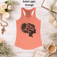 Image 3 of "She Believed She Could So She Did" Linocut Racerback Tank — Women's Motivational Tank Top