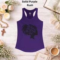 Image 10 of "She Believed She Could So She Did" Linocut Racerback Tank — Women's Motivational Tank Top