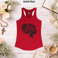 Image 11 of "She Believed She Could So She Did" Linocut Racerback Tank — Women's Motivational Tank Top