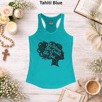 Image 8 of "She Believed She Could So She Did" Linocut Racerback Tank — Women's Motivational Tank Top