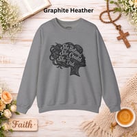 Image 8 of "She Believed She Could So She Did" Linocut Crewneck— Inspirational Women's Graphic Sweatshirt