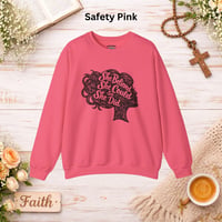 Image 15 of "She Believed She Could So She Did" Linocut Crewneck— Inspirational Women's Graphic Sweatshirt