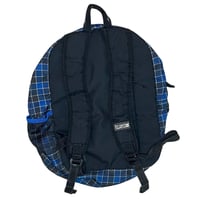 Image 2 of blue and black plaid backpack 