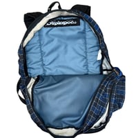 Image 3 of blue and black plaid backpack 