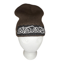 Image 1 of brown dystopia beanie