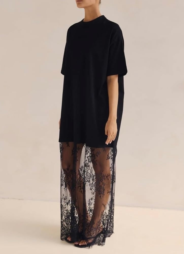 Image of Lace Tshirt Maxi (black) 