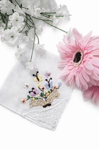 Image 2 of Fairytale Book Embroidered Handkerchief – Soft Cotton 11"x11"