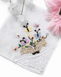 Image 3 of Fairytale Book Embroidered Handkerchief – Soft Cotton 11"x11"