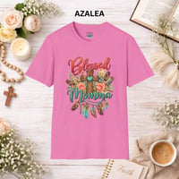 Image 3 of Blessed Momma T-Shirt – Floral Cross & Feathers Christian Mama Tee