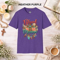 Image 6 of Blessed Momma T-Shirt – Floral Cross & Feathers Christian Mama Tee