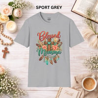 Image 12 of Blessed Momma T-Shirt – Floral Cross & Feathers Christian Mama Tee