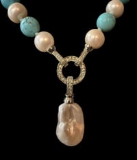 Image 2 of The “ELLA” Crossbody TURQUOISE and Baroque Pearl Necklace
