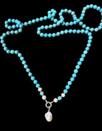 Image 3 of The “ELLA” Crossbody TURQUOISE and Baroque Pearl Necklace