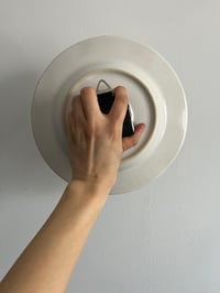 Image 5 of 9" Ethereal Bloom Hand-Painted Upcycled Ceramic Clock – Gold-Embossed Pastel Mandala Wall Art