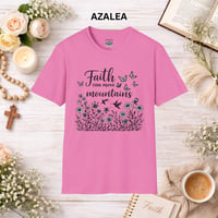 Image 4 of Faith Can Move Mountains T-Shirt — Floral Butterfly Inspirational Christian Tee