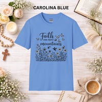 Image 5 of Faith Can Move Mountains T-Shirt — Floral Butterfly Inspirational Christian Tee