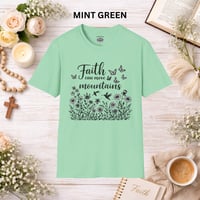 Image 7 of Faith Can Move Mountains T-Shirt — Floral Butterfly Inspirational Christian Tee