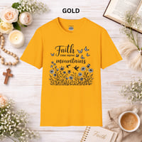 Image 8 of Faith Can Move Mountains T-Shirt — Floral Butterfly Inspirational Christian Tee