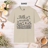 Image 10 of Faith Can Move Mountains T-Shirt — Floral Butterfly Inspirational Christian Tee