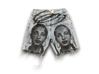 Image 1 of Levi's 505 Sade Adu Upcycled Reworked custom Screen Print denim Jeans 