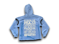 Image 2 of Sade Adu custom upcycled reworked Screen Print baby blue hoodie 