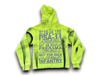 Image 2 of Sade Adu custom upcycled reworked Screen Print safety green hoodie 