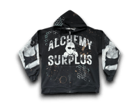 Image 1 of Lauren Hill Alchemy Surplus custom upcycled reworked Screen Print zip up hoodie