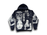 Image 1 of Sade Adu Lauren Hill  2Pac NY Custom Upcycled Reworked Screen Print zip up hoodie 