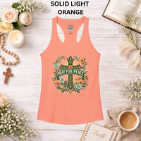 Image 4 of Pray for Peace Racerback Tank — Women's Peace Prayer Tank Top