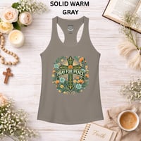 Image 5 of Pray for Peace Racerback Tank — Women's Peace Prayer Tank Top