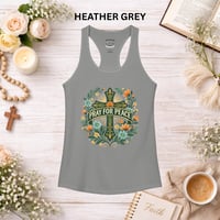 Image 6 of Pray for Peace Racerback Tank — Women's Peace Prayer Tank Top