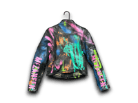 Image 2 of 100% Leather Custom Painted Upcycled Reworked Woman's Biker Jacket