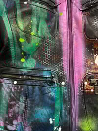 Image 4 of 100% Leather Custom Painted Upcycled Reworked Woman's Biker Jacket